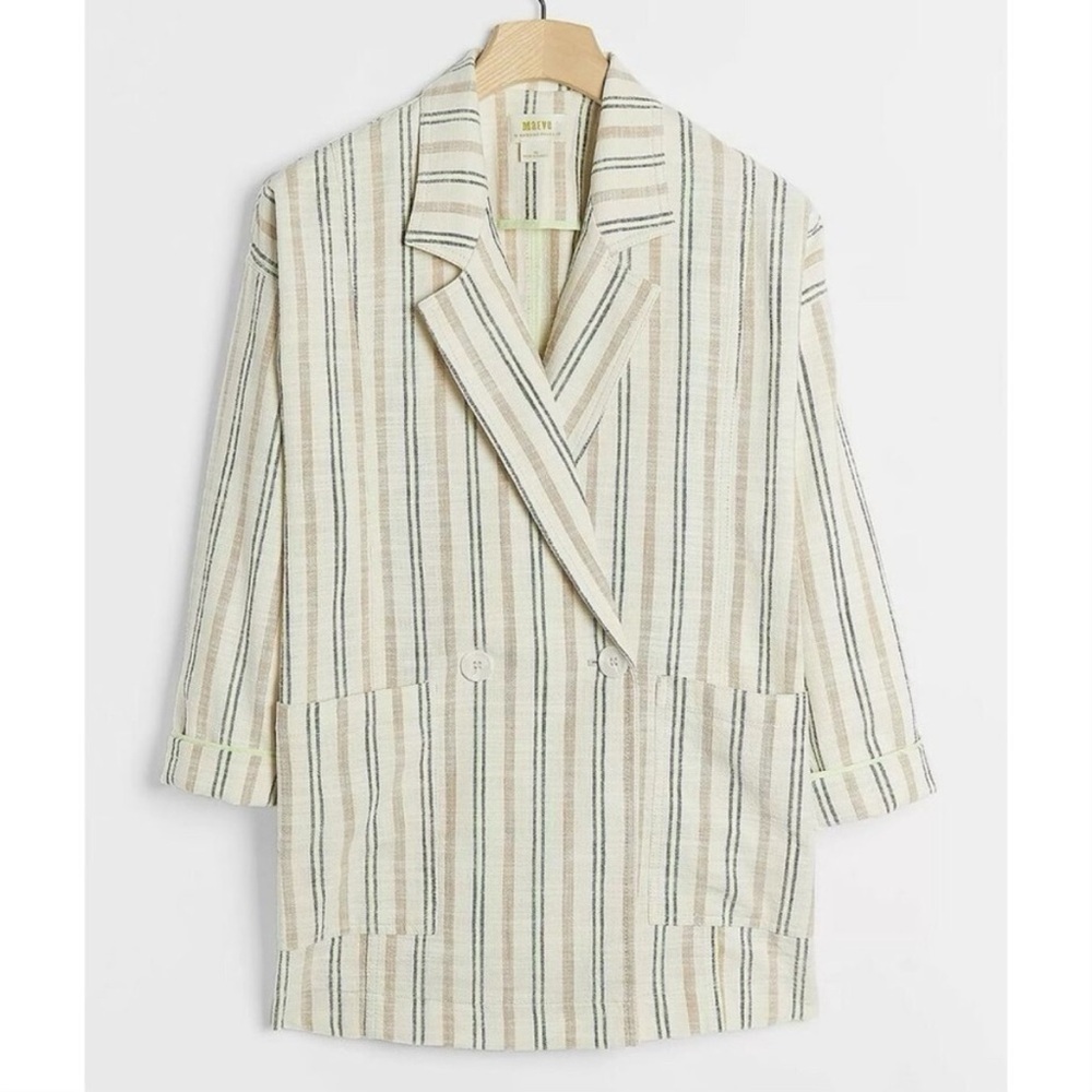 Anthropologie Maeve Danielle‎ Striped Blazer Small pastel cotton pastel jacket